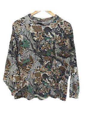 Vintage 90s Woolrich Advantage Camo Long Sleeve T-Shirt XL Mossy Oak Camouflage
